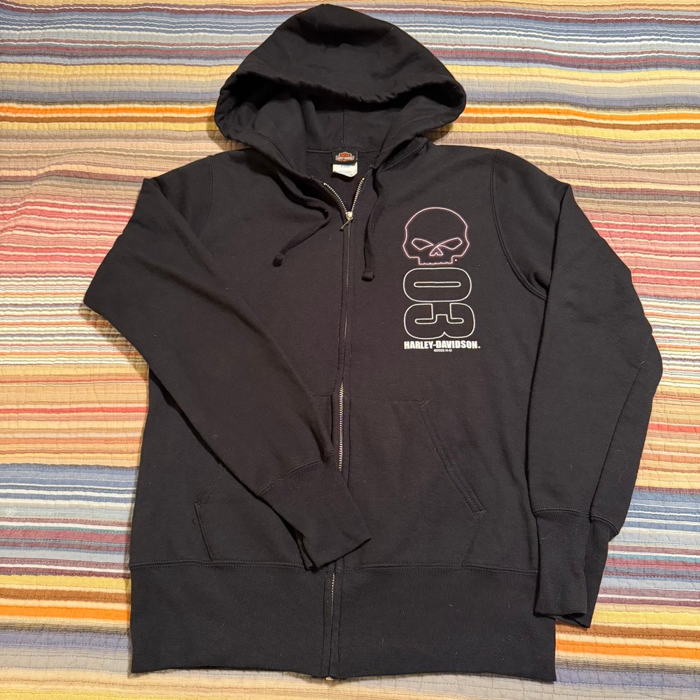 Harley-Davidson Womens Willie G Skull Zip Hoodie Man O War Lexington KY‎ Black M